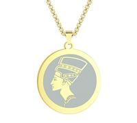 SYAVR Collana con ciondolo Nefertiti in acciaio inossidabile intagliata con gioielli con ciondolo regina egiziana