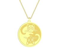 SYAVR Collana con ciondolo per gatti Yin-Yang in acciaio inossidabile Un accessorio regalo per gatti intrecciati con gatti d'amore