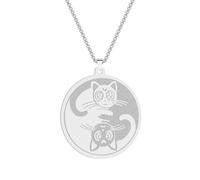 SYAVR Collana con ciondolo per gatti Yin-Yang in acciaio inossidabile Un accessorio regalo per gatti intrecciati con gatti d'amore