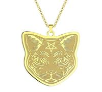 SYAVR Collana con pendente a pentagramma gatto vichingo per ragazze animali carini appassionati di animali domestici gioielli in acciaio inossidabile