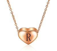 SYAVR Collana in acciaio inossidabile a forma di cuore in acciaio inossidabile dal design minimale con 26 lettere inglesi