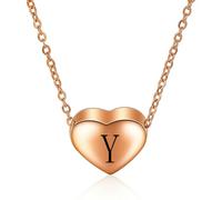 SYAVR Collana in acciaio inossidabile a forma di cuore in acciaio inossidabile dal design minimale con 26 lettere inglesi