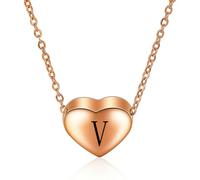 SYAVR Collana in acciaio inossidabile a forma di cuore in acciaio inossidabile dal design minimale con 26 lettere inglesi