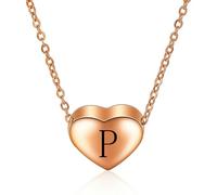 SYAVR Collana in acciaio inossidabile a forma di cuore in acciaio inossidabile dal design minimale con 26 lettere inglesi