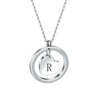 SYAVR Collana Lettera Iniziale A Cuore Cavo Circolare In Acciaio Inox 26 Lettere Con Nome Inciso Per Coppie, Collana Regalo Per Le Donne