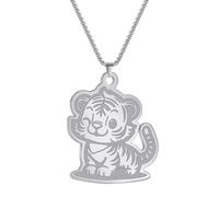 SYAVR In acciaio inox carino piccola tigre creativo personalizzato animale gioielli ciondolo collana