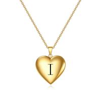 SYAVR La foto commemorativa creativa può aprire il ciondolo d'oro a forma di cuore in acciaio al titanio lettera iniziale collana d'amore per le donne