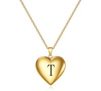 SYAVR La foto commemorativa creativa può aprire il ciondolo d'oro a forma di cuore in acciaio al titanio lettera iniziale collana d'amore per le donne