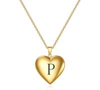SYAVR La foto commemorativa creativa può aprire il ciondolo d'oro a forma di cuore in acciaio al titanio lettera iniziale collana d'amore per le donne