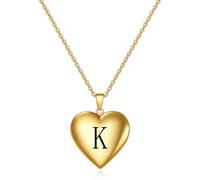 SYAVR La foto commemorativa creativa può aprire il ciondolo d'oro a forma di cuore in acciaio al titanio lettera iniziale collana d'amore per le donne