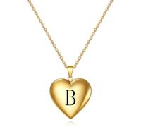 SYAVR La foto commemorativa creativa può aprire il ciondolo d'oro a forma di cuore in acciaio al titanio lettera iniziale collana d'amore per le donne
