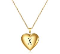 SYAVR La foto commemorativa creativa può aprire il ciondolo d'oro a forma di cuore in acciaio al titanio lettera iniziale collana d'amore per le donne