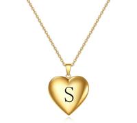 SYAVR La foto commemorativa creativa può aprire il ciondolo d'oro a forma di cuore in acciaio al titanio lettera iniziale collana d'amore per le donne