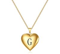 SYAVR La foto commemorativa creativa può aprire il ciondolo d'oro a forma di cuore in acciaio al titanio lettera iniziale collana d'amore per le donne
