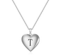 SYAVR La foto commemorativa creativa può aprire la collana d'amore con lettera iniziale in acciaio al titanio a forma di cuore per le donne