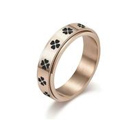 SYAVR Lucky Clover Rotante Anello In Acciaio Titanio Allevia L'ansia In Acciaio Inox Lucky Ring Regalo di Natale