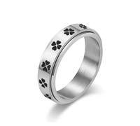 SYAVR Lucky Clover Rotante Anello In Acciaio Titanio Allevia L'ansia In Acciaio Inox Lucky Ring Regalo di Natale