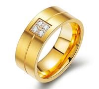 SYAVR Personalizzato E Minimalista Oro 18 carati simmetrico zirconio intarsiato alla moda coppia anello in acciaio inox