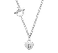 SYAVR Semplice e versatile a forma di cuore 26 lettera collana in acciaio inox, catena clavicola donna, catena Ot, lettere incise