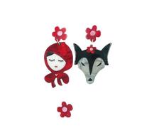 SYAVR Senso del Design Big Bad Wolf Cappuccetto Rosso Orecchini Acrilico Asimmetrico Moda Eardrops Accessori per Unghie