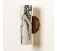 SYAXVOM 9.45" Alabaster Wall Sconces, Metal Round Base lamp, Modern Bathroom Vanity Lighting, Cylinder Spanish Marble Light for Living Room, Bedroom, Hallway, Stairs
