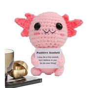 syayw Axolotl Crochet | Axolotl Positivo a Mano - Giocattolo abbraccio Amigurumi, giocattolo stimolante morbido con biglietto di incoraggiamento, regalo morbido per adulti e adulti,