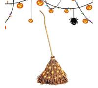 syayw Witch Broom | Battery-Operated Rustic Halloween Broom with LED Lights