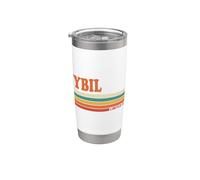 SYBIL Retro Personalizzato Nome Vintage Stripes Bicchiere termico in acciaio inox doppia parete
