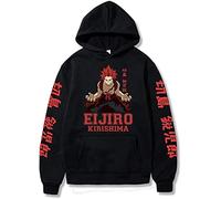 Sybnwnwm Anime My Hero Academia Felpa con cappuccio Kirishima Eijiro Stampa Felpe a maniche lunghe con coulisse Pullover con cappuccio Unisex, Nero , S