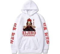 Sybnwnwm Anime My Hero Academia Felpa con cappuccio Kirishima Eijiro Stampa Felpe a maniche lunghe con coulisse Pullover con cappuccio Unisex, bianco, XS