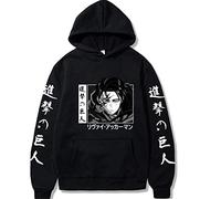 Sybnwnwm Attack on Titan Felpa con cappuccio Levi Ackerman con cappuccio Wings of Freedom Print Felpa con cappuccio Pullover, Nero , S