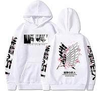 Sybnwnwm Felpa con cappuccio Attack on Titan Levi Ackerman Ali della Libertà Stampa 3D a Maniche Lunghe con Cappuccio, Bianco A, M