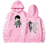 Sybnwnwm Felpa con cappuccio Attack on Titan Levi Ackerman Ali della Libertà Stampa 3D a maniche lunghe con cappuccio, Rosa B, XXS