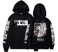 Sybnwnwm Felpa con cappuccio Attack on Titan Levi Ackerman Pullover Wings of Freedom stampa 3D a maniche lunghe con cappuccio felpe con cappuccio, Nero A, XXL