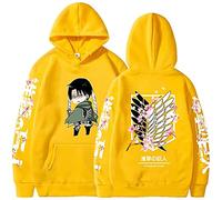 Sybnwnwm Felpa con cappuccio Attack on Titan Levi Ackerman Pullover Wings of Freedom stampa 3D a maniche lunghe con cappuccio felpe con cappuccio, Giallo B, M