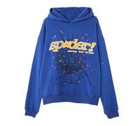 Sybnwnwm Felpa con cappuccio punk da donna, stampa spider web esplosiva, stile retrò Y2K, grunge gotico, streetwear pullover, D-Blu, S