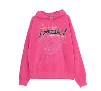 Sybnwnwm Felpa con cappuccio punk da donna, stampa spider web esplosiva, stile retrò Y2K, grunge gotico, streetwear pullover, A-rosa, S
