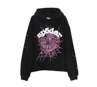 Sybnwnwm Felpa con cappuccio punk da donna, stampa spider web esplosiva, stile retrò Y2K, grunge gotico, streetwear pullover, D-Nero, S