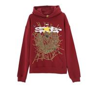 Sybnwnwm Felpa con cappuccio punk da uomo Y2K con stampa ragnatela e stelle, a maniche lunghe, con cappuccio, per abbigliamento sportivo, B-rosso, M