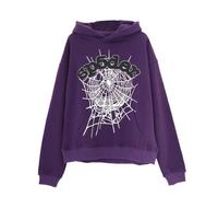 Sybnwnwm Felpa con Cappuccio Punk da Uomo Y2K con Stampa Ragno e Stelle, a Maniche Lunghe, con Cappuccio, Sportiva, B-viola, XXL