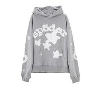 Sybnwnwm Felpa con Cappuccio Punk da Uomo Y2K con Stampa Ragno e Stelle, a Maniche Lunghe, con Cappuccio, Sportiva, C-grigio, S
