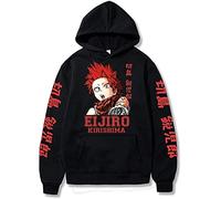 Sybnwnwm My Hero Academia Felpa con cappuccio Kirishima Eijiro MHA Anime Felpe a maniche lunghe Pullover con cappuccio Outwear Unisex, Nero , XXL