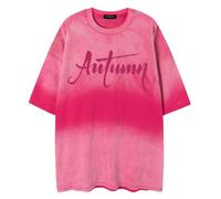 Sybnwnwm Oversize Graphic Tees Donne Baggy Y2k Vintage Lettera Stampa Camicie a Manica Corta Streetwear Estate Top Tshirt, A-rosa, XXL