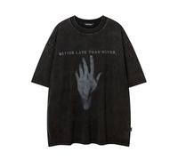 Sybnwnwm Oversize Graphic Tees Donne Baggy Y2k Vintage Lettera Stampa Camicie a Manica Corta Streetwear Estate Top Tshirt, C-Nero, XXL