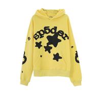 Sybnwnwm Punk Felpa con cappuccio da uomo Spider Web Blast Print Felpa retrò Y2K Grunge felpe con cappuccio gotico Streetwear Pullover, C-giallo, L