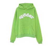 Sybnwnwm Punk Felpa con cappuccio da uomo Y2K Spider Web Star Print Pullover a maniche lunghe con cappuccio felpe maglioni abbigliamento sportivo, B-Verde, S