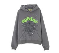 Sybnwnwm Punk Felpa con cappuccio da uomo Y2K Spider Web Star Print Pullover a maniche lunghe con cappuccio felpe maglioni abbigliamento sportivo, D-grigio, S
