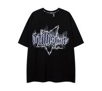 Sybnwnwm T-shirt larga da donna Y2K grafica vintage t-shirt t-shirt in cotone stampa lettera stella t-shirt streetwear top estate ragazze adolescenti, B-nero, XL