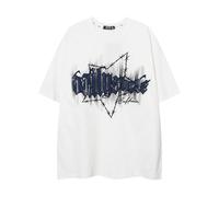 Sybnwnwm T-shirt larga da donna Y2K grafica vintage t-shirt t-shirt in cotone stampa lettera stella t-shirt streetwear top estate ragazze adolescenti, B-bianco, M