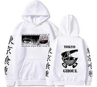 Sybnwnwm Tokyo Ghoul Felpa con cappuccio Anime Pullover con cappuccio Felpa a maniche lunghe per uomo donna, bianco, XXX-Large